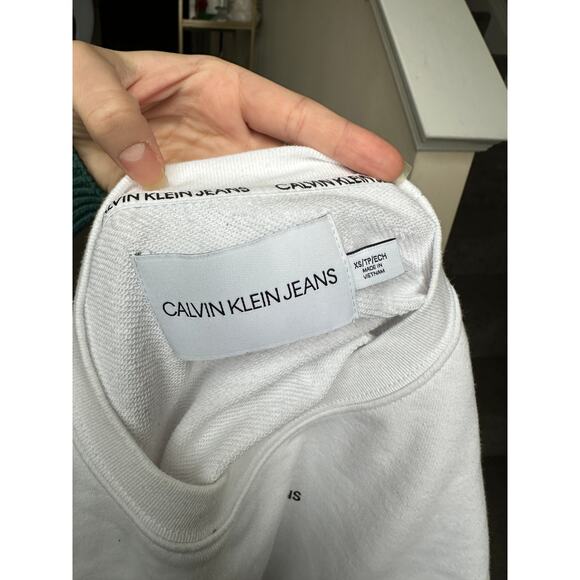 Calvin Klein Jeans white long sleep cropped crewneck size XS - Picture 7 of 7